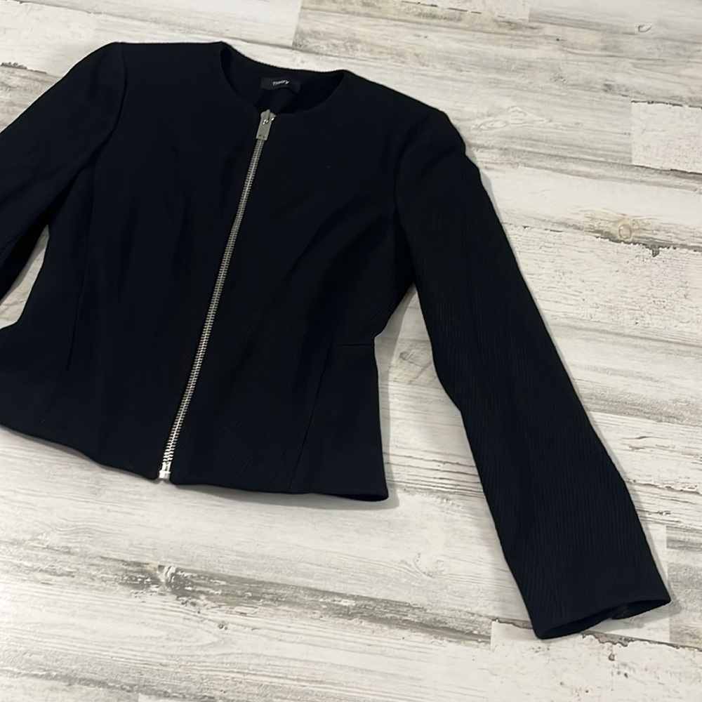 Theory Black Zip Jacket Size 2 - Picture 3 of 11